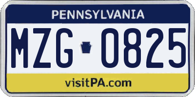 PA license plate MZG0825