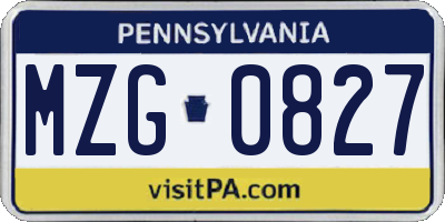 PA license plate MZG0827