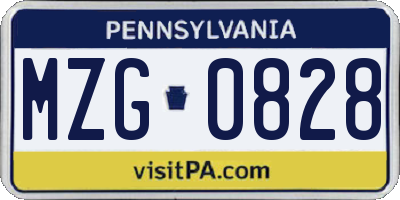 PA license plate MZG0828