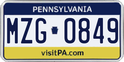PA license plate MZG0849