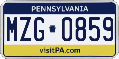 PA license plate MZG0859