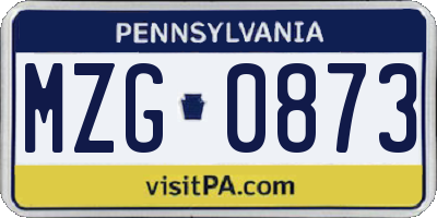 PA license plate MZG0873