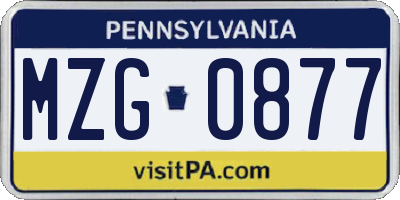 PA license plate MZG0877
