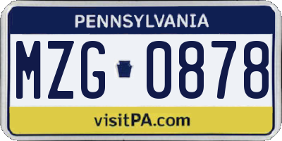 PA license plate MZG0878