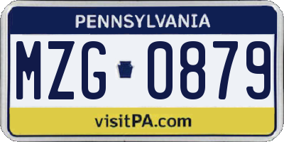 PA license plate MZG0879