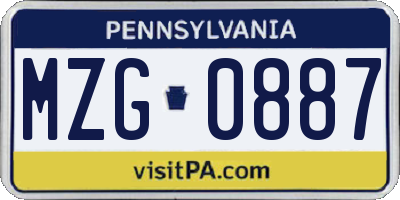 PA license plate MZG0887
