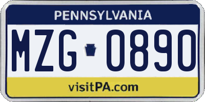 PA license plate MZG0890