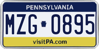 PA license plate MZG0895