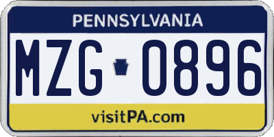 PA license plate MZG0896