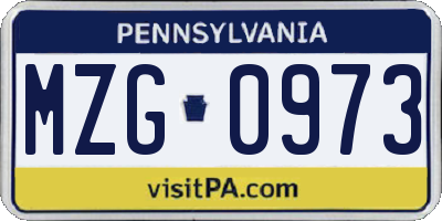 PA license plate MZG0973