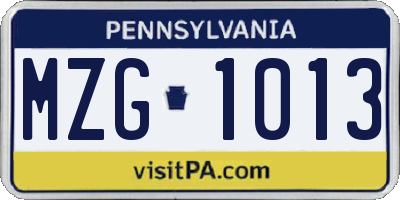 PA license plate MZG1013