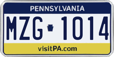 PA license plate MZG1014