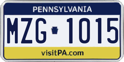 PA license plate MZG1015