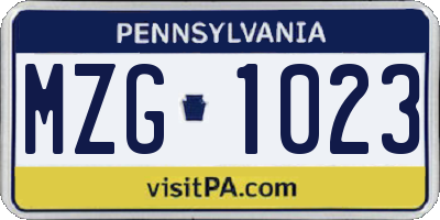 PA license plate MZG1023