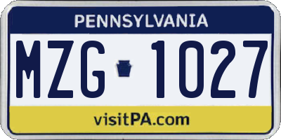 PA license plate MZG1027
