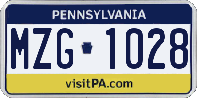 PA license plate MZG1028