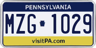 PA license plate MZG1029