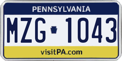 PA license plate MZG1043