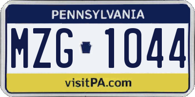 PA license plate MZG1044