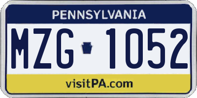 PA license plate MZG1052