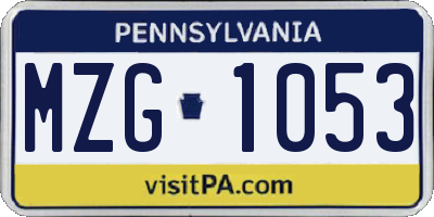 PA license plate MZG1053
