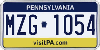 PA license plate MZG1054