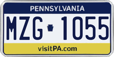 PA license plate MZG1055