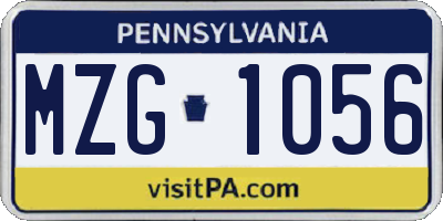 PA license plate MZG1056