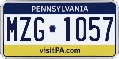 PA license plate MZG1057