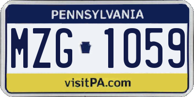 PA license plate MZG1059