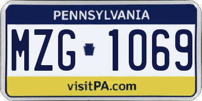 PA license plate MZG1069