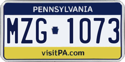 PA license plate MZG1073
