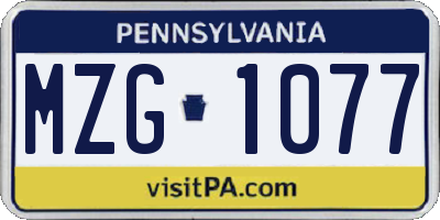 PA license plate MZG1077