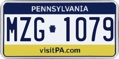 PA license plate MZG1079