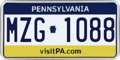 PA license plate MZG1088