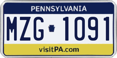PA license plate MZG1091