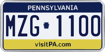 PA license plate MZG1100