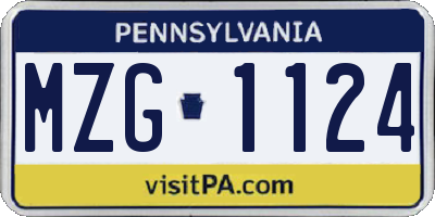 PA license plate MZG1124