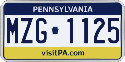 PA license plate MZG1125