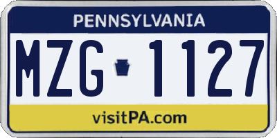 PA license plate MZG1127