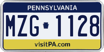 PA license plate MZG1128