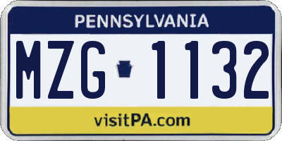 PA license plate MZG1132