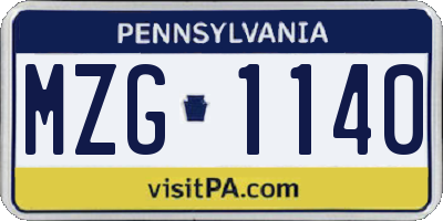 PA license plate MZG1140