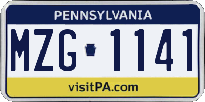 PA license plate MZG1141