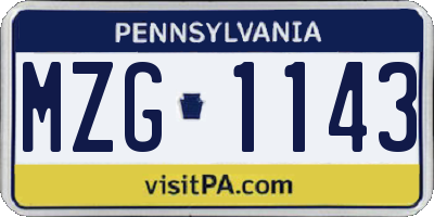 PA license plate MZG1143