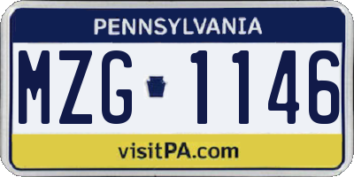 PA license plate MZG1146