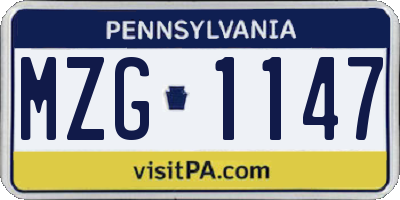PA license plate MZG1147