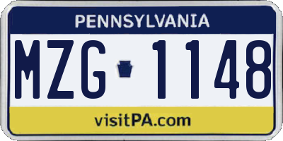 PA license plate MZG1148