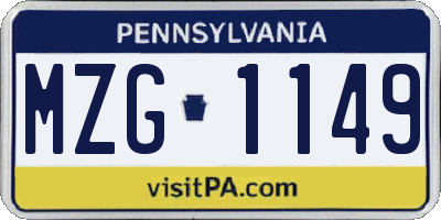 PA license plate MZG1149