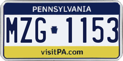 PA license plate MZG1153